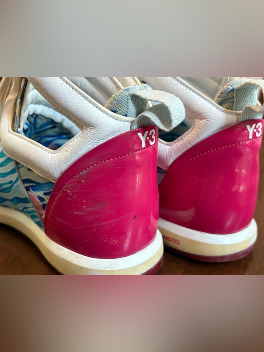Y-3 Yohji Yamamoto Adidas Shizuka High Top Sneakers Pink Blue White Shoes UK 5.5 - Picture 14 of 16